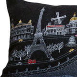 35" Black Paris Nighttime Skyline Standard Lumbar Decorative Pillow - Homeroots - Flyclothing LLC