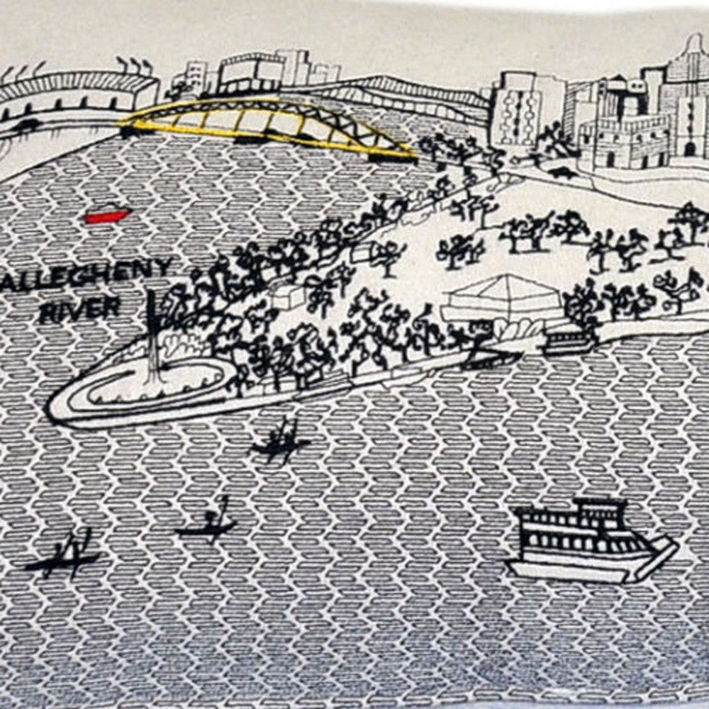 35" White Pittsburgh Daylight Skyline Lumbar Decorative Pillow - Homeroots - Flyclothing LLC