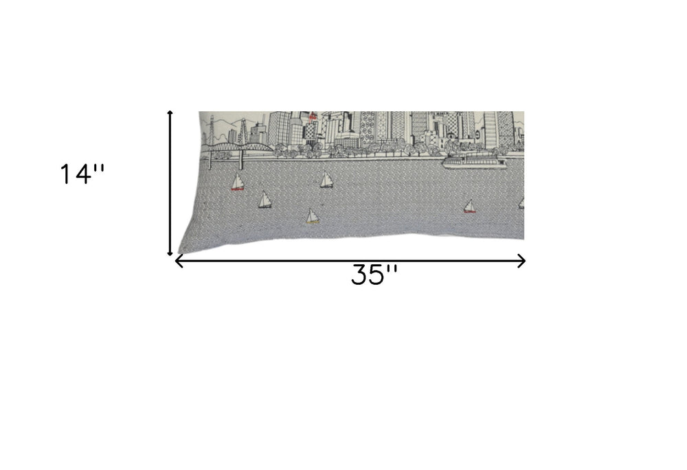 35" White Portland Daylight Skyline Lumbar Decorative Pillow - Homeroots - Flyclothing LLC