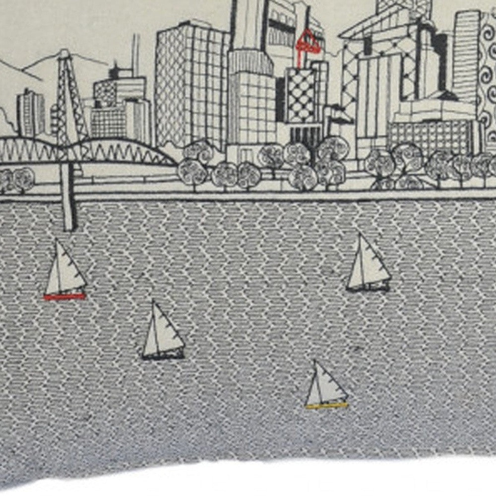 35" White Portland Daylight Skyline Lumbar Decorative Pillow - Homeroots - Flyclothing LLC
