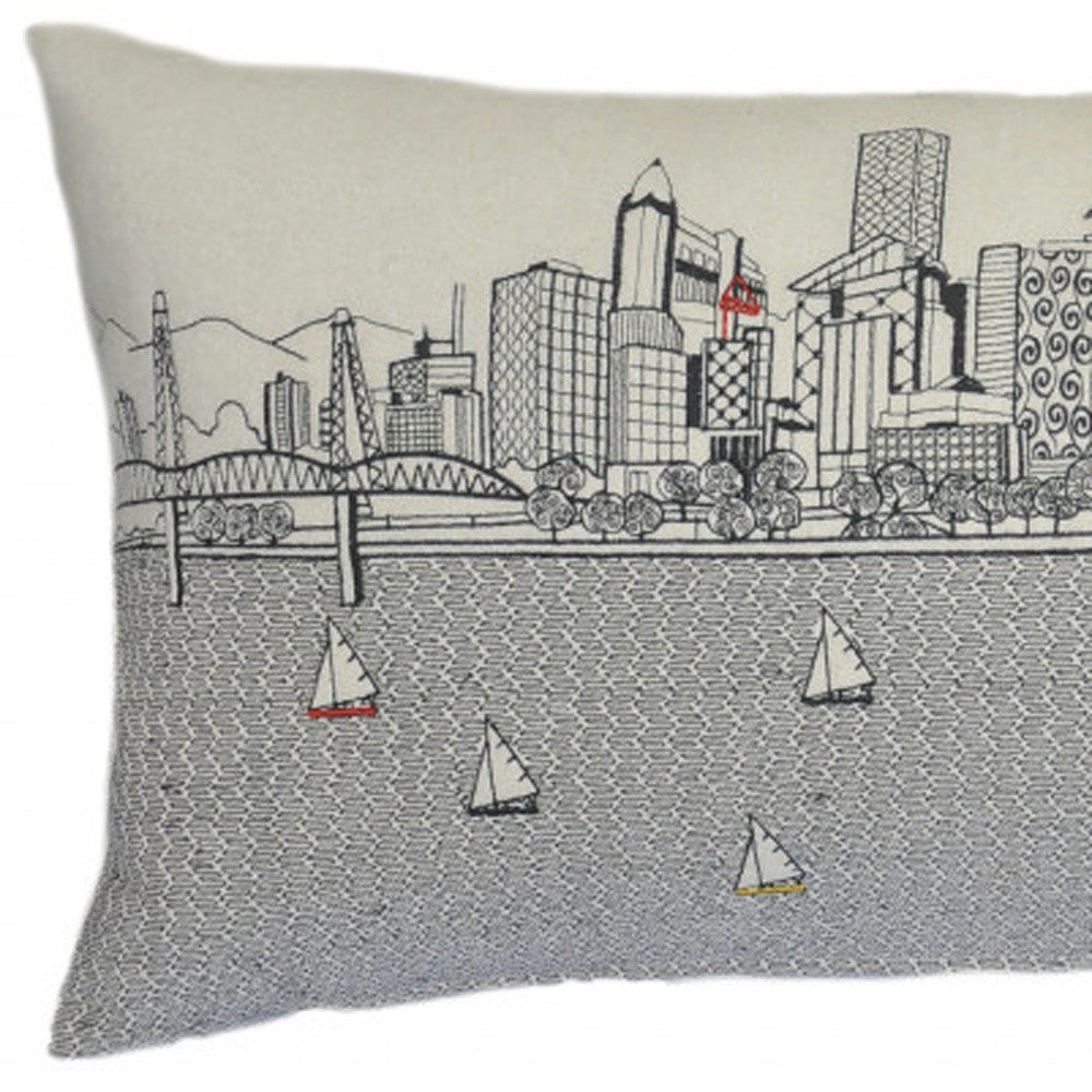 35" White Portland Daylight Skyline Lumbar Decorative Pillow - Homeroots - Flyclothing LLC