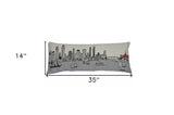 35" White San Diego Daylight Skyline Lumbar Decorative Pillow - Homeroots
