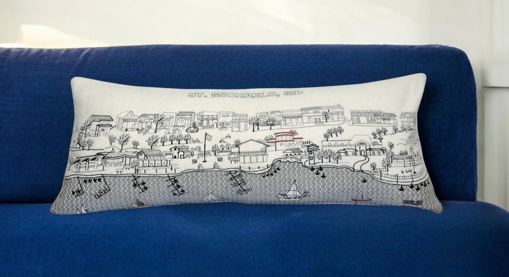 35" White St Michael's Daylight Skyline Lumbar Decorative Pillow - Homeroots