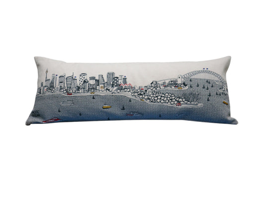 35" White Sydney Daylight Skyline Lumbar Decorative Pillow - Homeroots