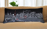 35" Black Tokyo Nighttime Skyline Lumbar Decorative Pillow - Homeroots