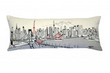 35" White Tokyo Daylight Skyline Lumbar Decorative Pillow - Homeroots