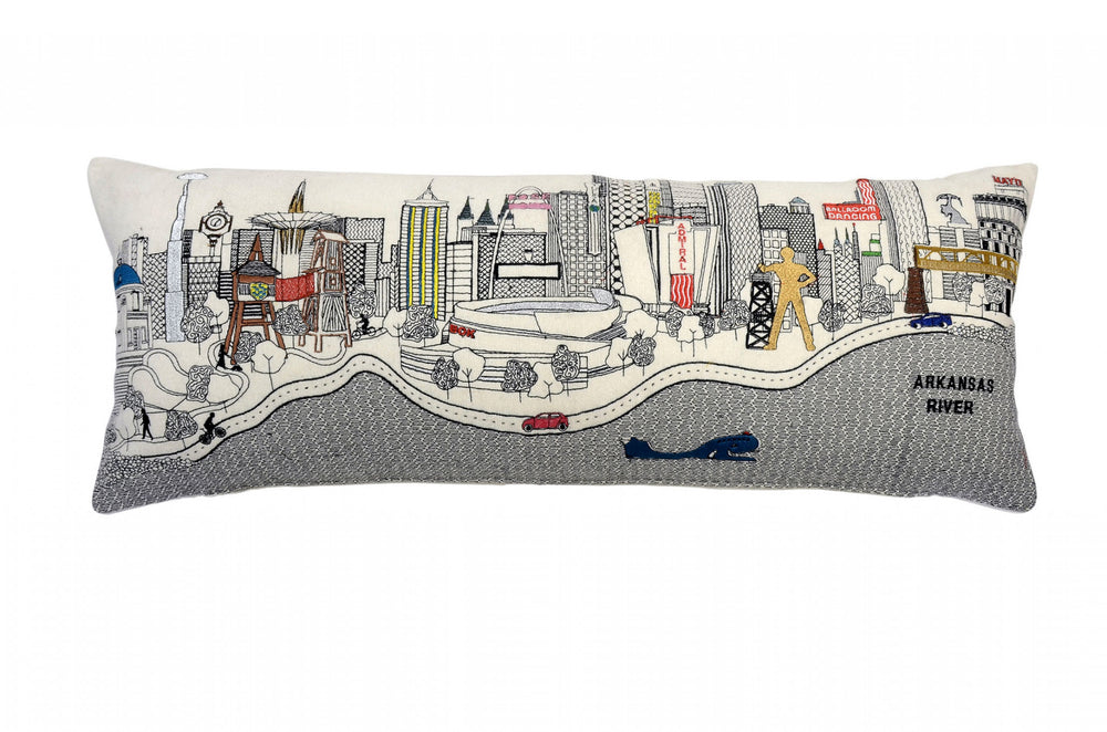 35" White Tulsa Daylight Skyline Lumbar Decorative Pillow - Homeroots - Flyclothing LLC