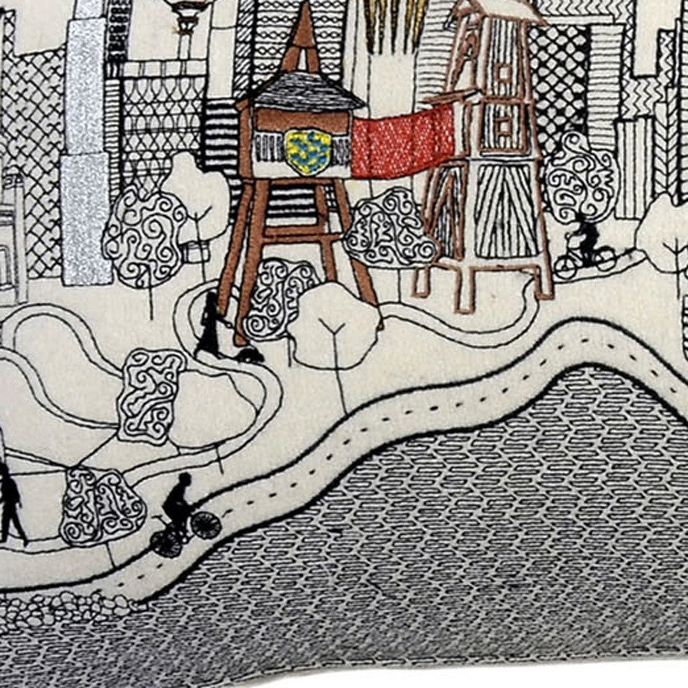 35" White Tulsa Daylight Skyline Lumbar Decorative Pillow - Homeroots - Flyclothing LLC