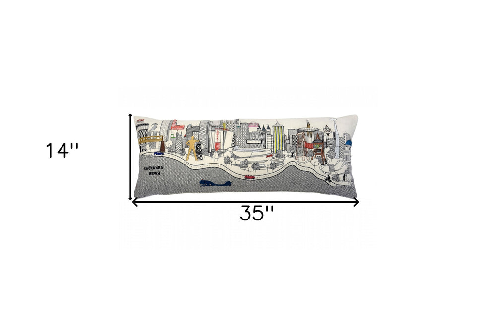 35" White Tulsa Daylight Skyline Lumbar Decorative Pillow - Homeroots - Flyclothing LLC