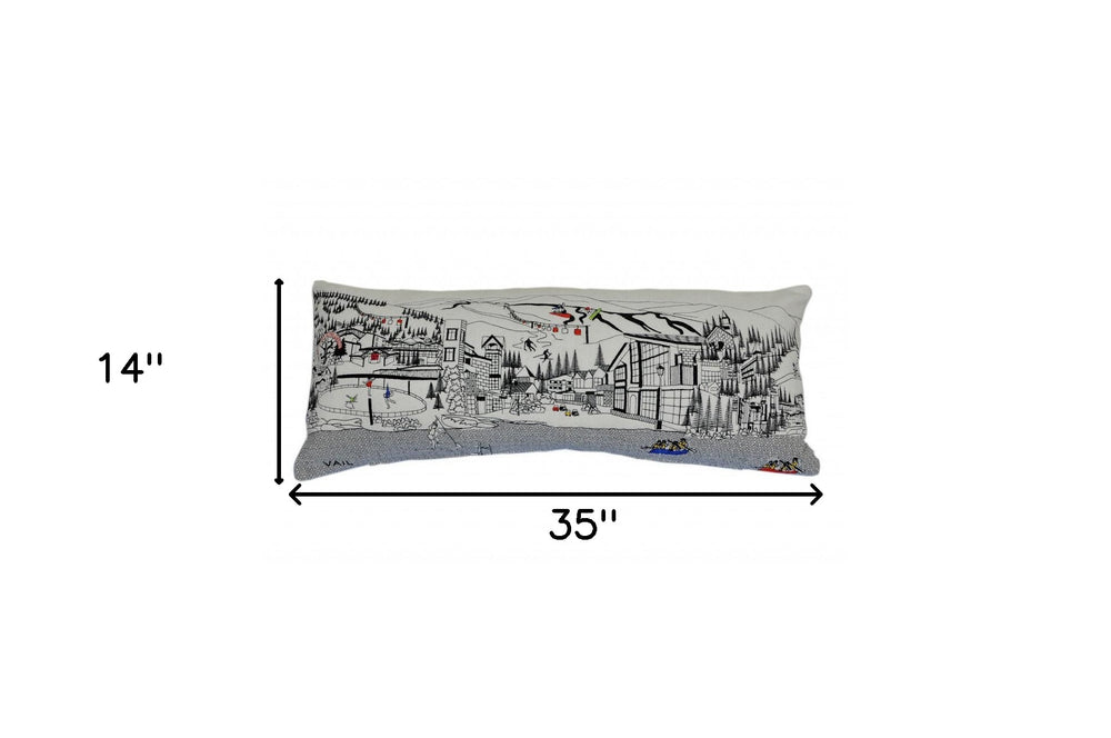 35" White Vail Daylight Skyline Lumbar Decorative Pillow
