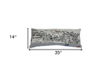 35" White Vail Daylight Skyline Lumbar Decorative Pillow