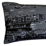 35" Black Venice Nighttime Skyline Lumbar Decorative Pillow