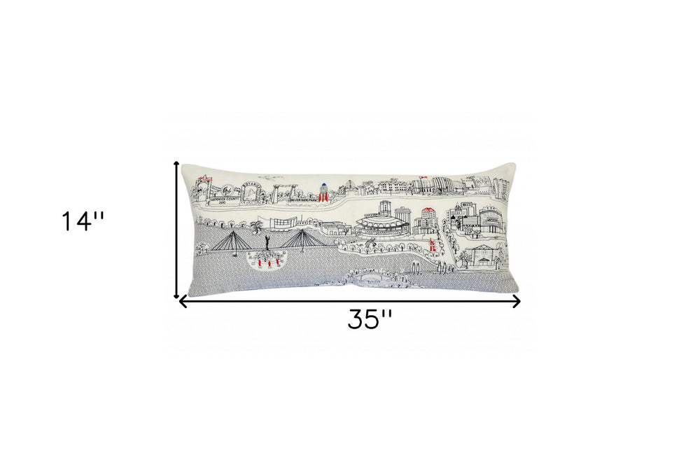 35" White Wichita Daylight Skyline Lumbar Decorative Pillow - Homeroots