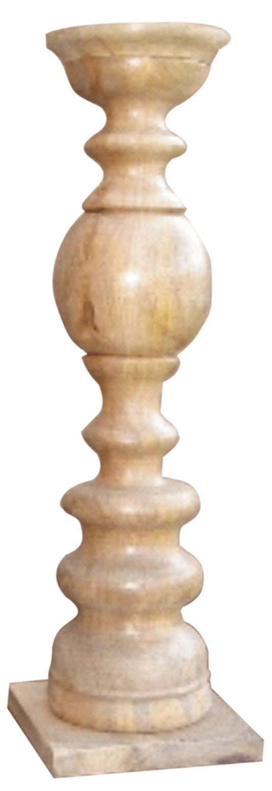 29" Natural Floor Solid Wood Candle Holder - Homeroots