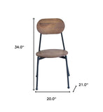 Set of Two Brown And Black Metal and Wood King Louis Back Dining Side Chairs - Homeroots - Flyclothing LLC