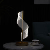 19" Gold Modern Swirl Metal and Acrylic LED Table Lamp - Homeroots - Flyclothing LLC