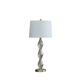 30" Brushed Gold Geo Glass Table Lamp With Shade - Homeroots - Flyclothing LLC