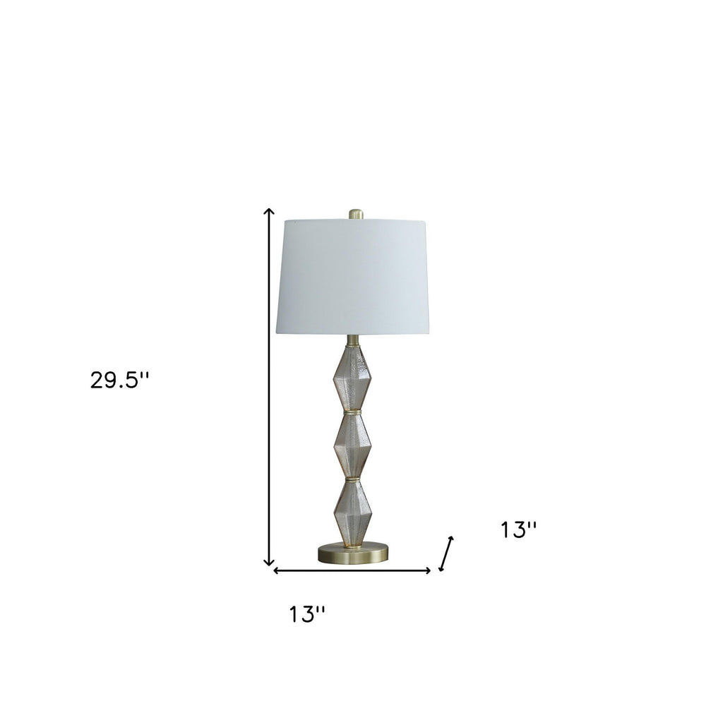 30" Brushed Gold Geo Glass Table Lamp With Shade - Homeroots - Flyclothing LLC