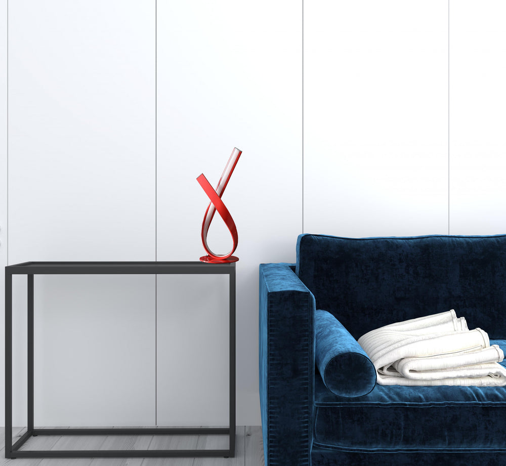 17" Red Modern Abstract Ribbons Table Lamp - Homeroots - Flyclothing LLC