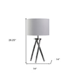 26" Silver and LED Acrylic Tripod Table Lamp With White Shade - Homeroots