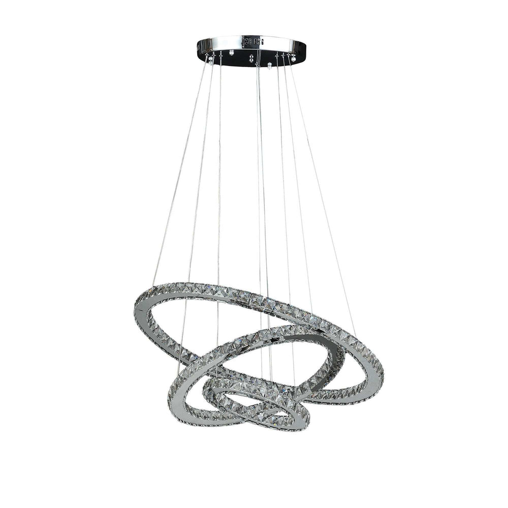 Silver Metal and Crystals LED Dimmable Chandelier - Homeroots - Flyclothing LLC