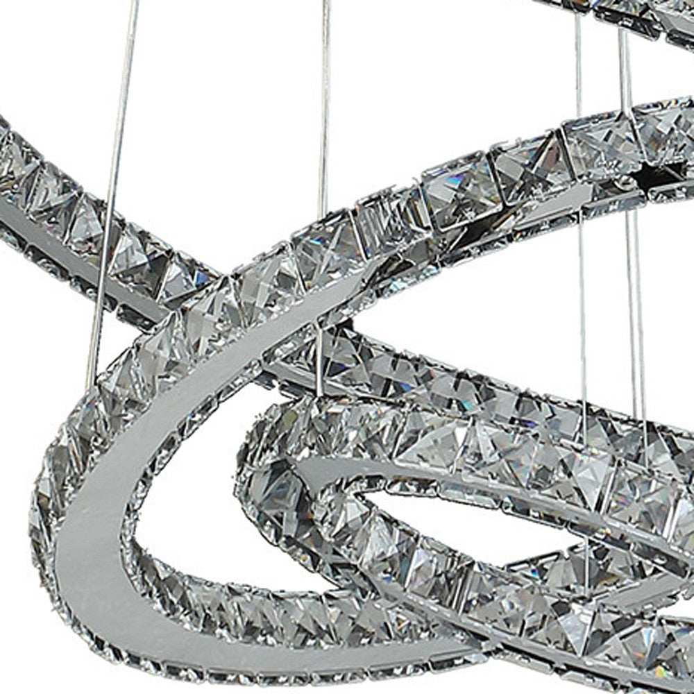 Silver Metal and Crystals LED Dimmable Chandelier - Homeroots - Flyclothing LLC
