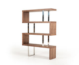 67" Walnut Manufactured Wood Four Tier Zig Zag Bookcase - Homeroots - Flyclothing LLC