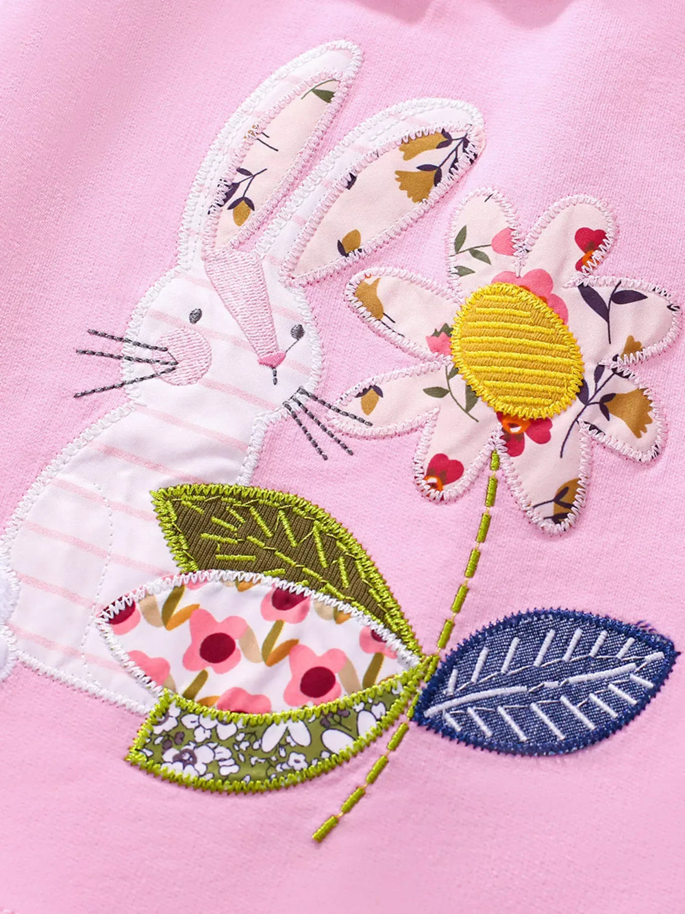 Children's Bunny Embroidered Round Neck Dress - Trendsi - Flyclothing LLC