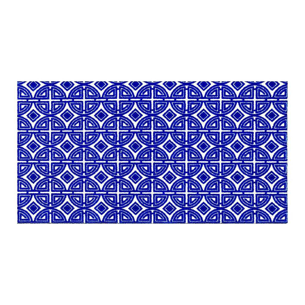2' X 4' Cobalt Blue And White Geometric Washable Non Skid Area Rug - Homeroots - Flyclothing LLC