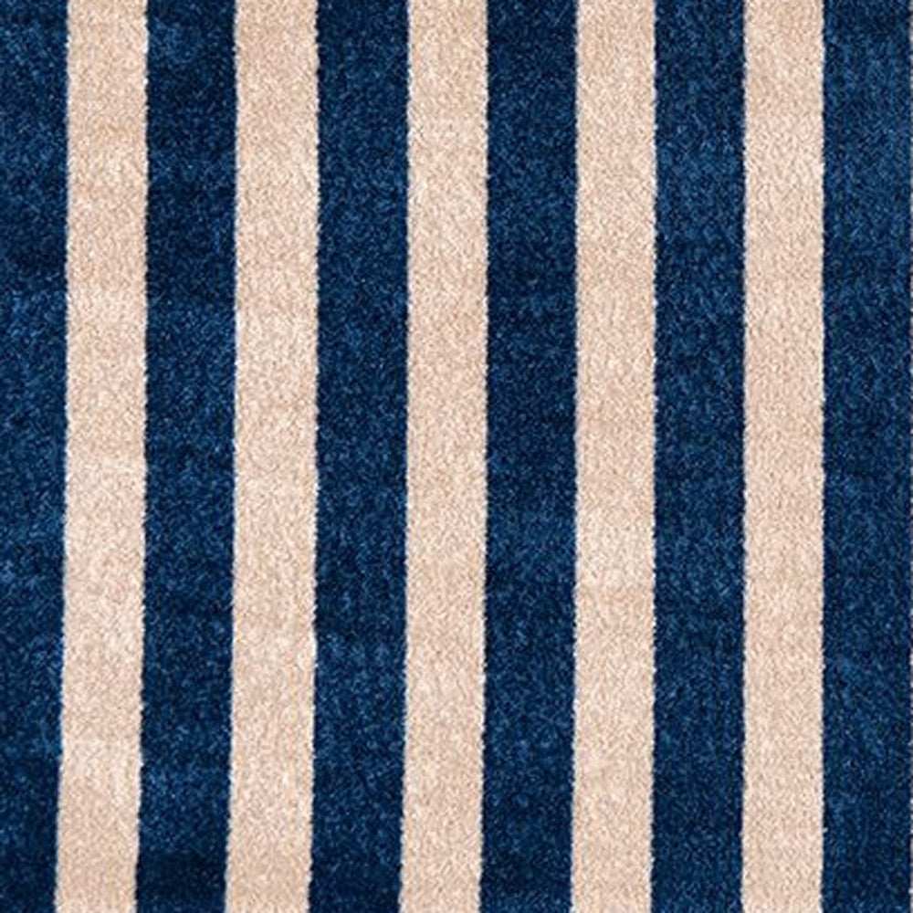 2' X 4' Navy And Sand Striped Tufted Washable Non Skid Area Rug - Homeroots - Flyclothing LLC