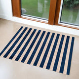 2' X 4' Navy And Sand Striped Tufted Washable Non Skid Area Rug - Homeroots - Flyclothing LLC