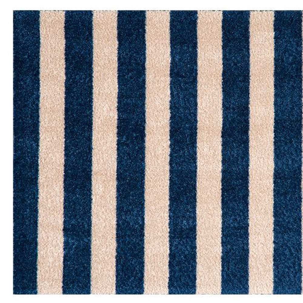 2' X 3' Navy And Sand Striped Tufted Washable Non Skid Area Rug - Homeroots - Flyclothing LLC