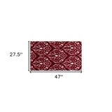 2' X 4' Red And White Ikat Tufted Washable Non Skid Area Rug - Homeroots - Flyclothing LLC