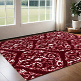 2' X 4' Red And White Ikat Tufted Washable Non Skid Area Rug - Homeroots - Flyclothing LLC