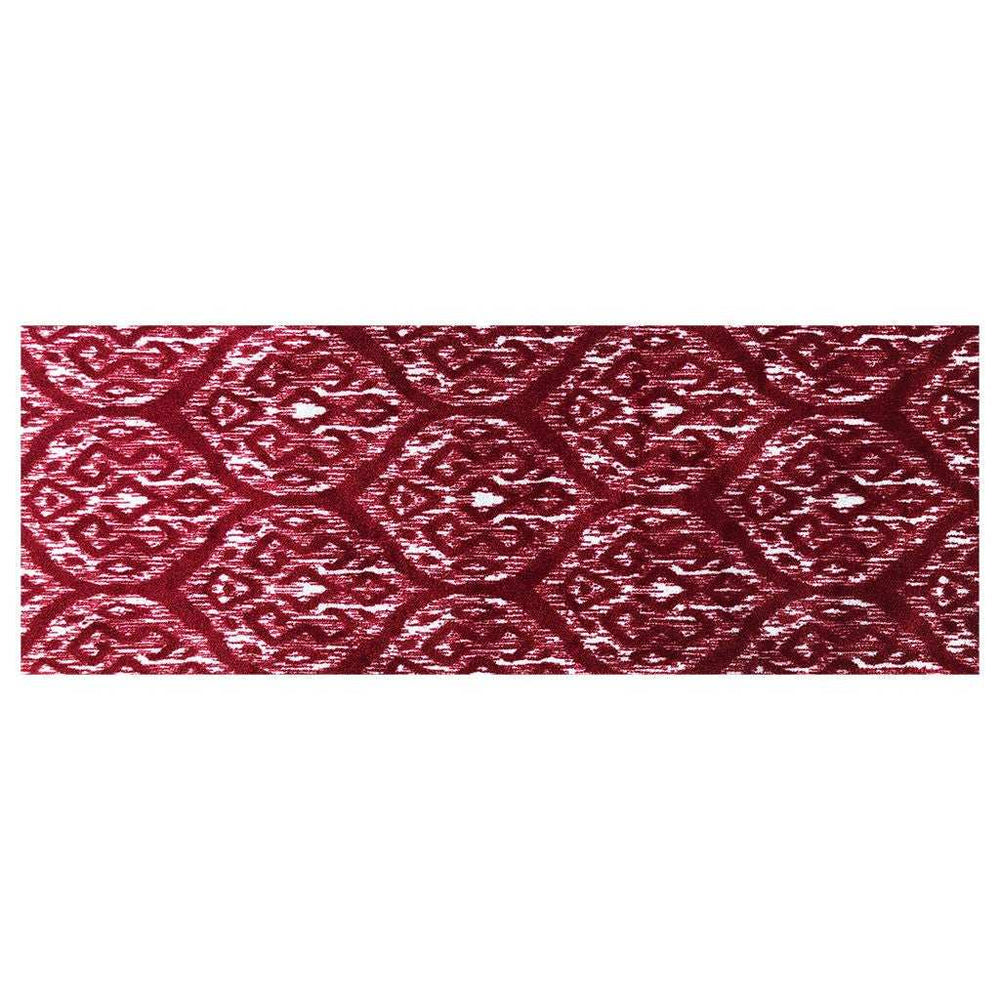 2' X 6' Red And White Ikat Tufted Washable Non Skid Area Rug - Homeroots - Flyclothing LLC