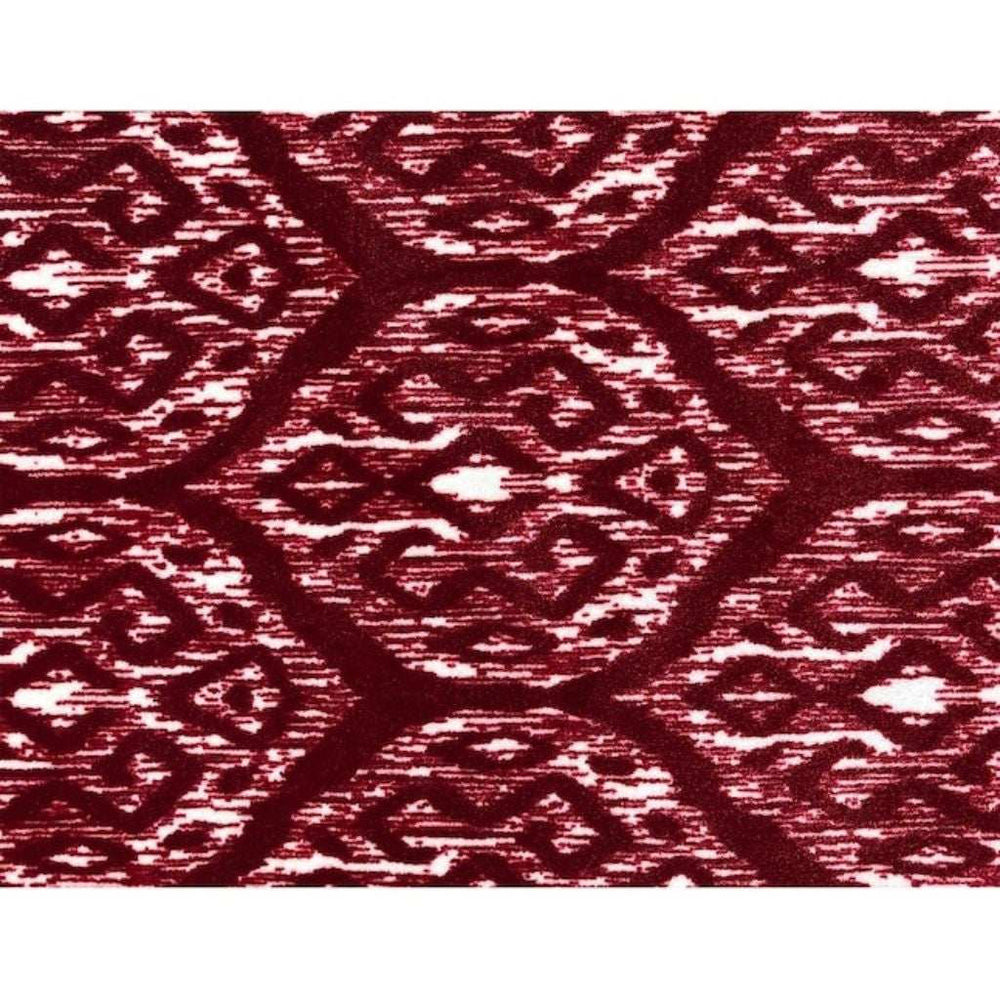 2' X 3' Red and White Ikat Printed Washable Non Skid Area Rug - Homeroots - Flyclothing LLC
