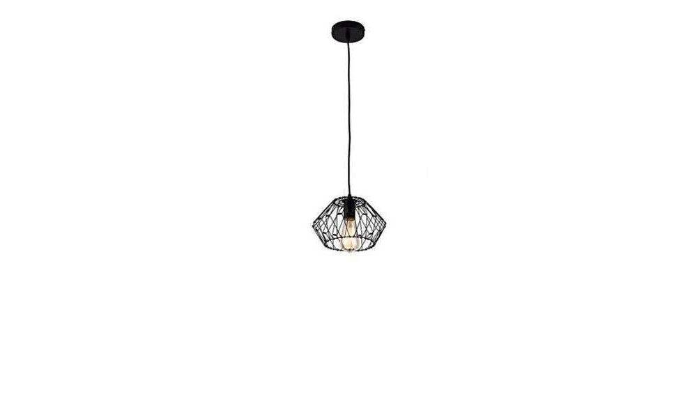 Black Metal Cage Modern Industrial Single Bulb Hanging Pendent Light - Homeroots - Flyclothing LLC