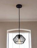 Black Metal Cage Modern Industrial Single Bulb Hanging Pendent Light - Homeroots - Flyclothing LLC