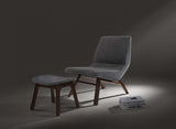 22" Grey And Walnut Solid Color Lounge Chair With Ottoman - Homeroots