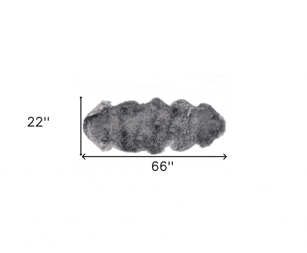 2' X 6' Dark Gray New Zealand Lambs Wool Handmade Area Rug - Homeroots - Flyclothing LLC