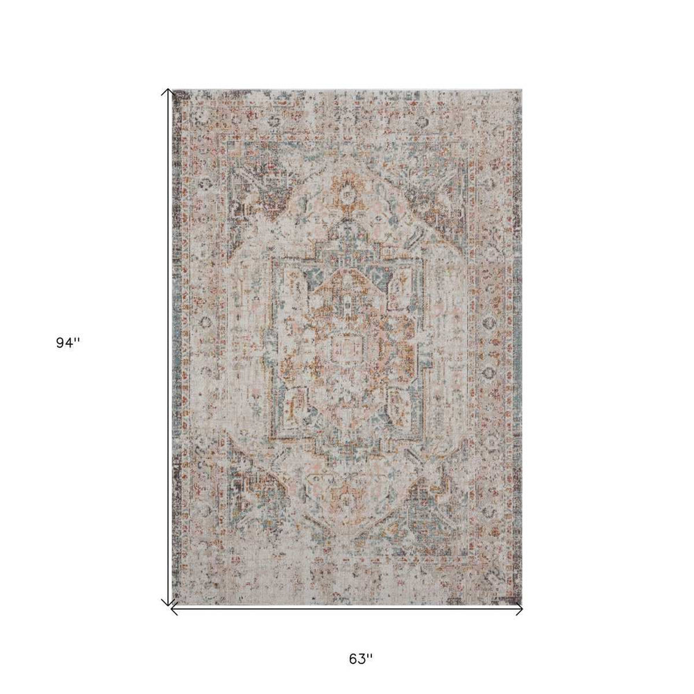 5' X 8' Beige Abstract Stain Resistant Indoor Outdoor Area Rug - Homeroots - Flyclothing LLC