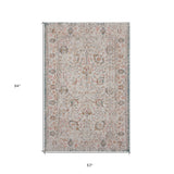 5' X 8' Beige Floral Stain Resistant Indoor Outdoor Area Rug - Homeroots - Flyclothing LLC