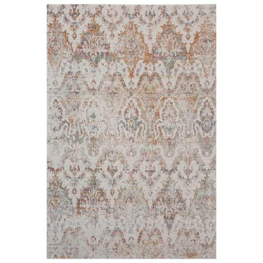 8' X 10' Beige Damask Stain Resistant Indoor Outdoor Area Rug - Homeroots - Flyclothing LLC