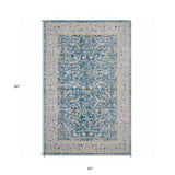5' X 8' Blue Floral Stain Resistant Indoor Outdoor Area Rug - Homeroots - Flyclothing LLC