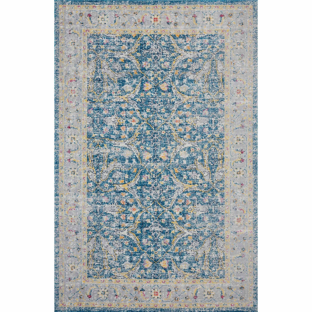 8' X 10' Blue Floral Stain Resistant Indoor Outdoor Area Rug - Homeroots - Flyclothing LLC