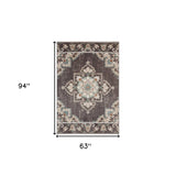 5' X 8' Brown Floral Stain Resistant Indoor Outdoor Area Rug - Homeroots - Flyclothing LLC
