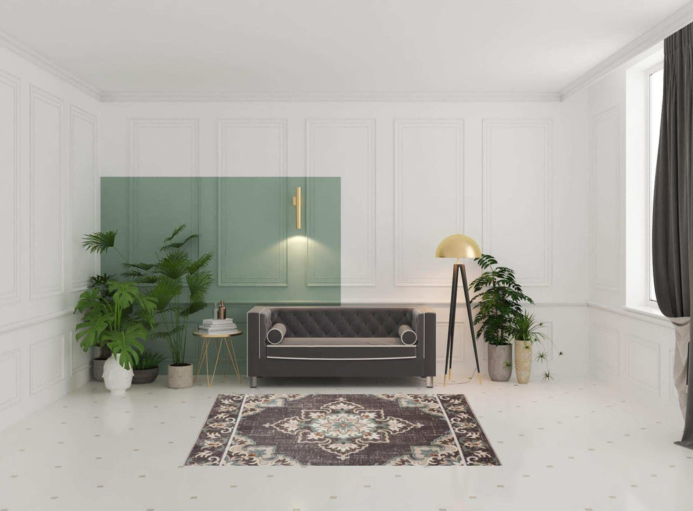 5' X 8' Brown Floral Stain Resistant Indoor Outdoor Area Rug - Homeroots - Flyclothing LLC