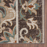 5' X 8' Brown Floral Stain Resistant Indoor Outdoor Area Rug - Homeroots - Flyclothing LLC