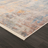 4' X 6' Gray Beige Blue And Yellow Abstract Power Loom Distressed Stain Resistant Area Rug - Homeroots - Flyclothing LLC