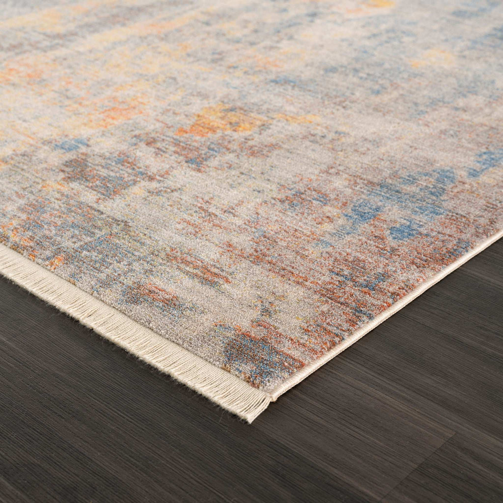 8' X 10' Gray Beige Blue And Yellow Abstract Power Loom Distressed Stain Resistant Area Rug - Homeroots - Flyclothing LLC
